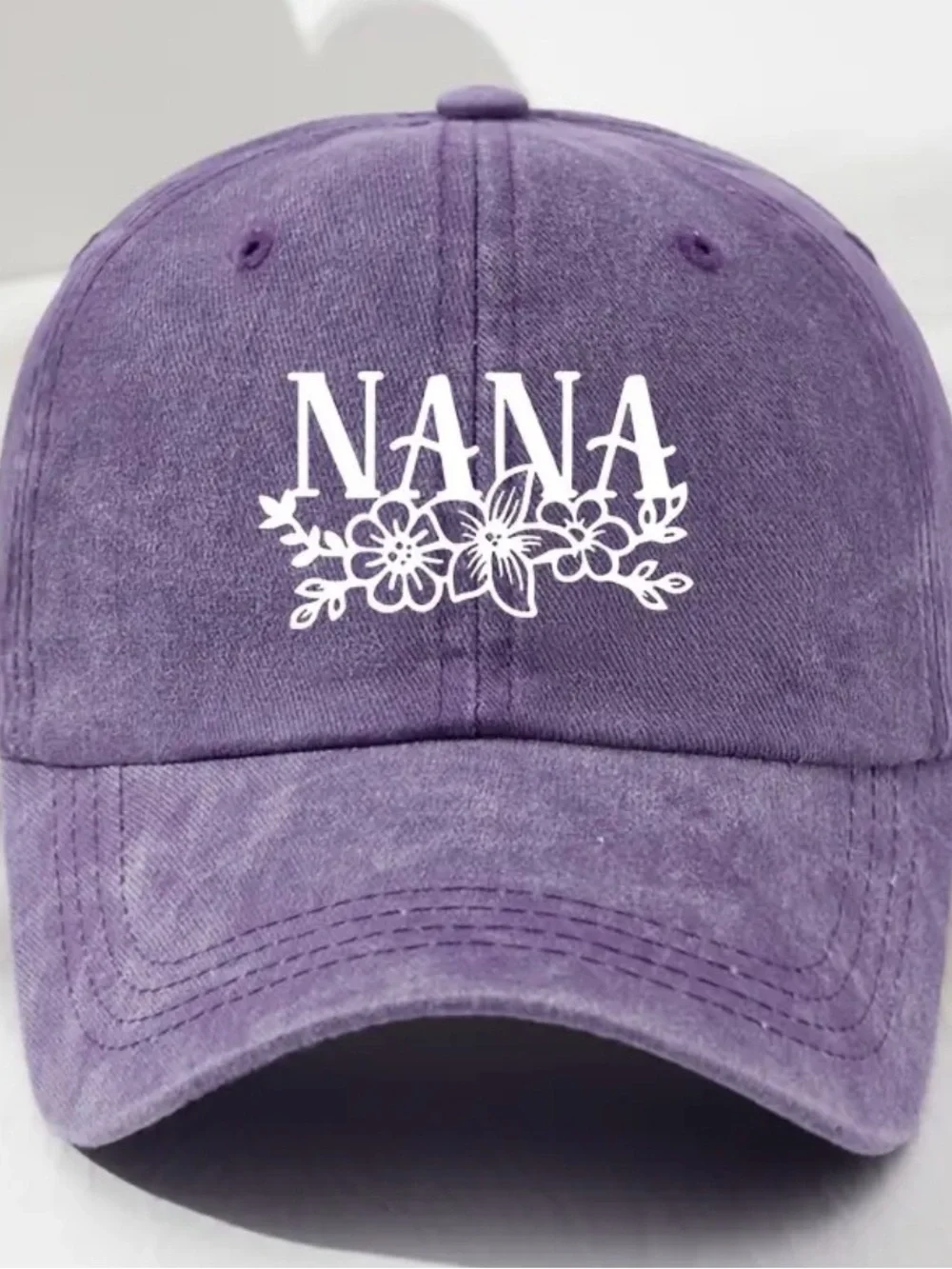 Kids 'Nana' Floral Purple Baseball Cap